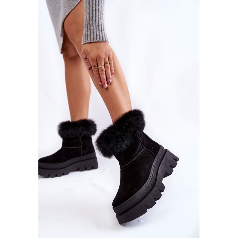 PL5 Bottes de neige en daim noires pour femmes Ann le noir 2