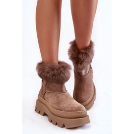 Bottes de neige en daim beige foncé pour femmes Ann 5