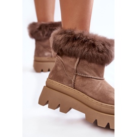 Bottes de neige en daim beige foncé pour femmes Ann 3