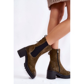 Vinceza Bottines femme en daim à fermeture éclair Liris vert 4