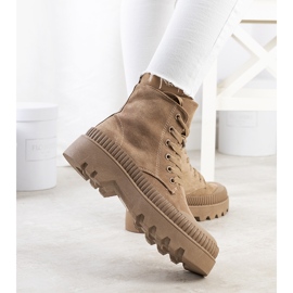 Baskets en éco-daim marron Devost beige 2