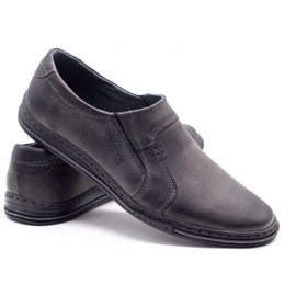 Polbut Chaussures confortables pour hommes en cuir 334, gris 4