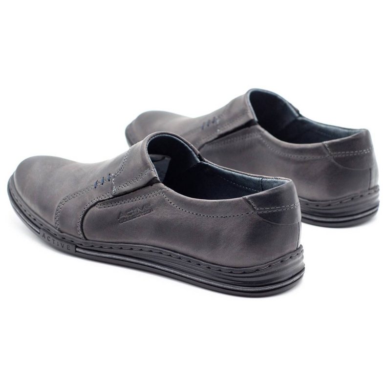 Polbut Chaussures confortables pour hommes en cuir 334, gris 1