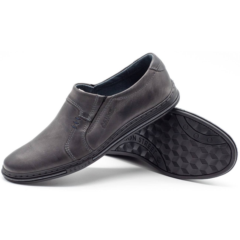 Polbut Chaussures confortables pour hommes en cuir 334, gris 3