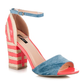 Vices Espadrilles en jean à talon haut rose 1