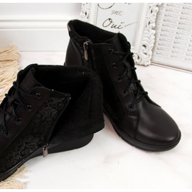 Bottines femme en cuir noir à talon compensé, Helios 537 noir le noir 3