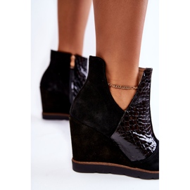 PA2 Bottes compensées Alda en daim noir crocodile le noir 5