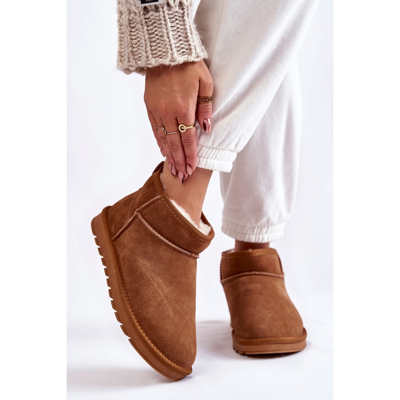 Bottes de neige basses en daim pour femme Camel Shelie brun 1