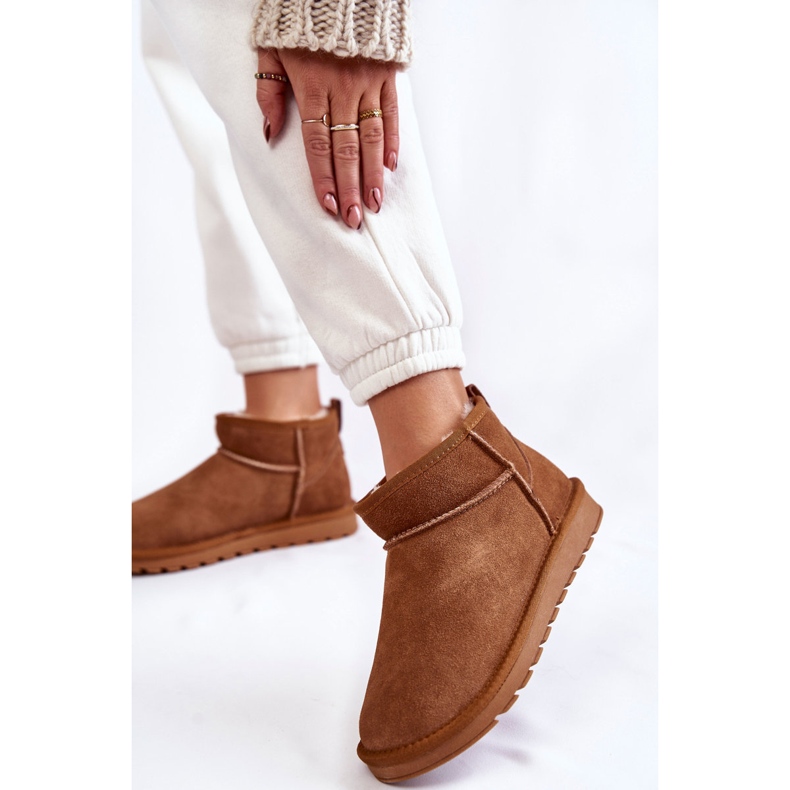 Bottes de neige basses en daim pour femme Camel Shelie brun 2