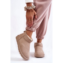 FS1 Bottes De Neige Basses Femme En Daim Beige Clair Shelie 1