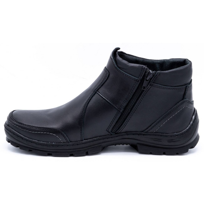 Olivier Bottes d'hiver en cuir pour hommes 352MP noir 1