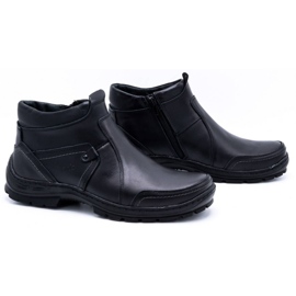 Olivier Bottes d'hiver en cuir pour hommes 352MP noir 2