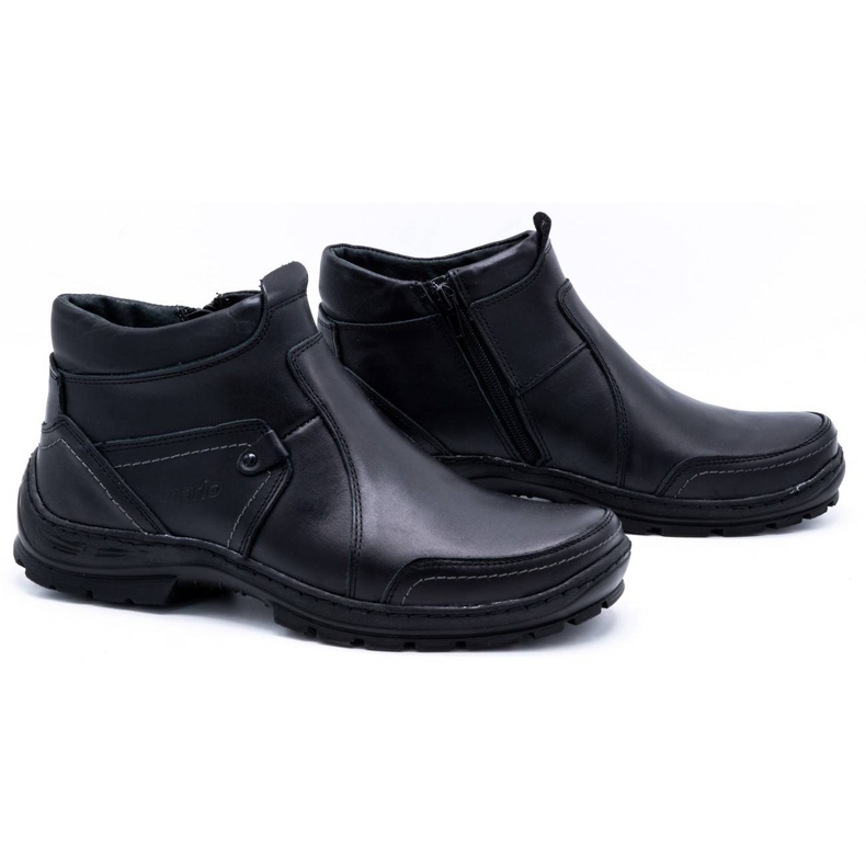Olivier Bottes d'hiver en cuir pour hommes 352MP noir 2