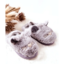 WJ1 Chaussons Enfant Chats Avec Oreilles Tammy Grises 4