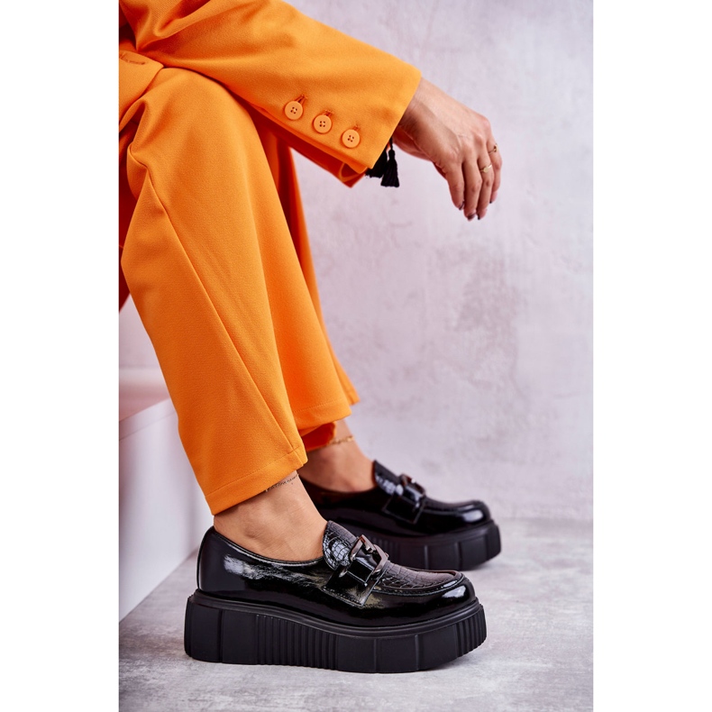 PL5 Chaussures en cuir à la mode sur la plateforme Black Marsol le noir 5