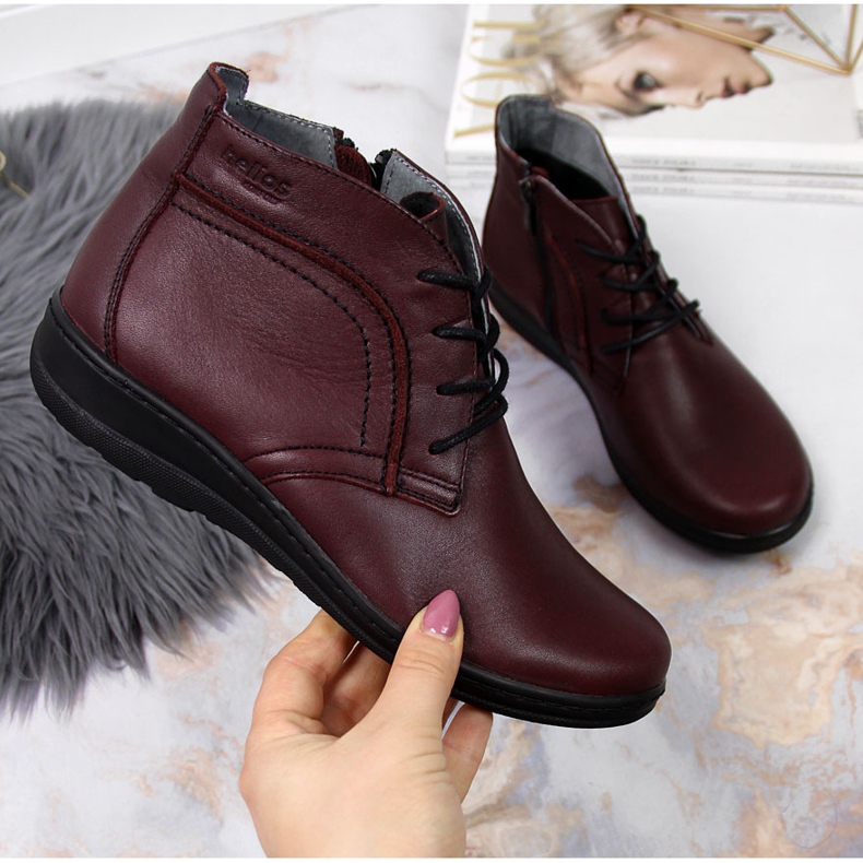 Bottes en cuir isolé cerise Helios 612-2 rouge 1 Bottes en cuir isolé cerise Helios 612-2 rouge 1