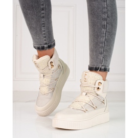 Bottes en cuir blanc pour femmes Shelovet sur la plate-forme blanche 1