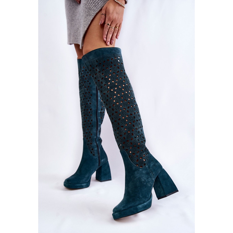 PA2 Bottines Daim Ajourées Sur Talons Hauts Vert Castres multicolore 2