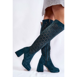 PA2 Bottines Daim Ajourées Sur Talons Hauts Vert Castres multicolore 3