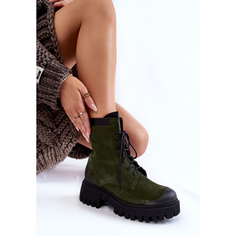 PL5 Bottes chaudes en daim vert classique Caima 1