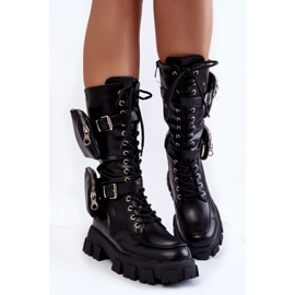 PG2 Bottes À Lacets Avec Reins Pour Femmes Noir Mirrano le noir 7