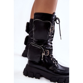 PG2 Bottes À Lacets Avec Reins Pour Femmes Noir Mirrano le noir 6