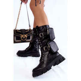 PG2 Bottes À Lacets Avec Reins Pour Femmes Noir Mirrano le noir 3
