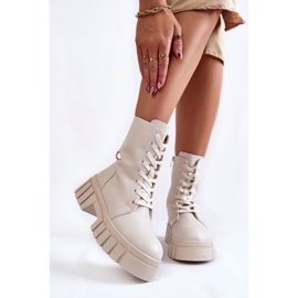 Sergio Leone Bottes en cuir isolées sur une plate-forme Telisa beige clair 1