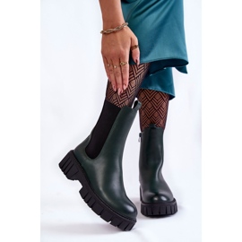 Sergio Leone Bottes pour femmes en cuir sur la plate-forme verte Bente 1