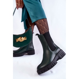 Sergio Leone Bottes pour femmes en cuir sur la plate-forme verte Bente 2