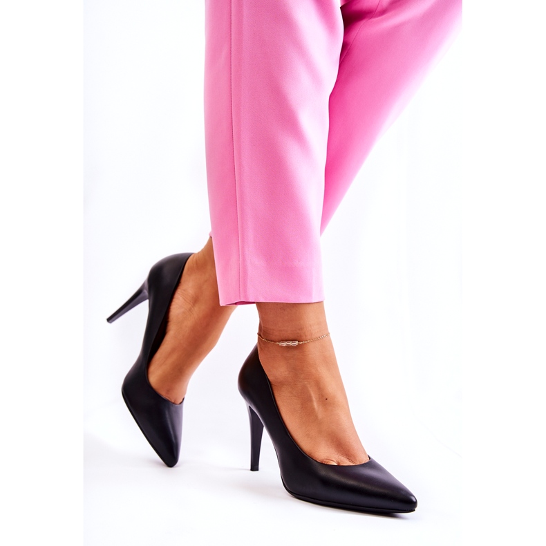 Sergio Leone Escarpins classiques en cuir noir magiquement 1396 1