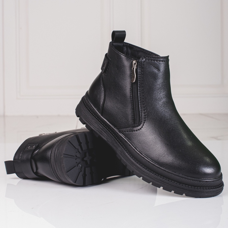 SHELOVET Bottes hautes noires pour hommes avec une fermeture éclair le noir 1 SHELOVET Bottes hautes noires pour hommes avec une fermeture éclair le noir 1