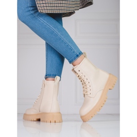 Bottes pour femmes beiges avec une fermeture éclair Shelovet 2