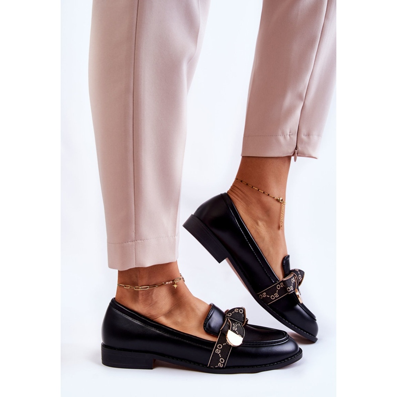WS1 Mocassins Femme En Cuir Avec Nœud Dayes Noir le noir 1