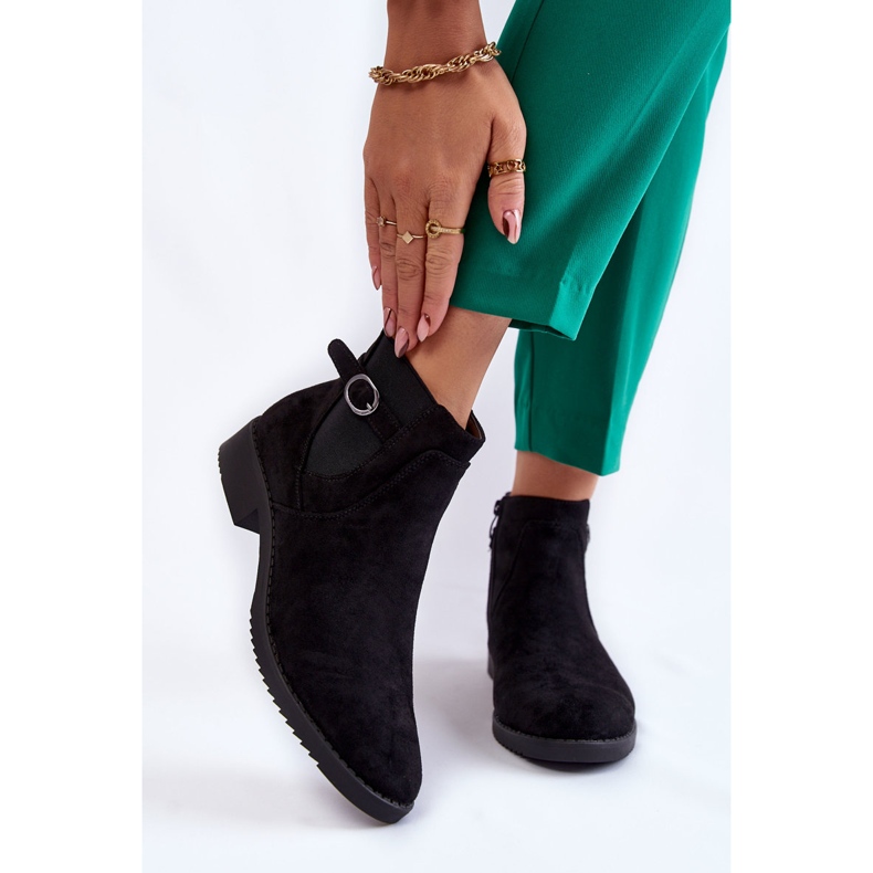 PJ1 Bottillons chauds en daim pour femmes Jodhpur Noir Janette le noir 1