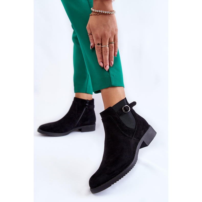 PJ1 Bottillons chauds en daim pour femmes Jodhpur Noir Janette le noir 2