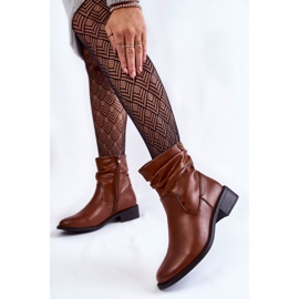 Sergio Leone Bottes à talon plat froissées pour femmes Marron Sersa brun 2 Sergio Leone Bottes à talon plat froissées pour femmes Marron Sersa brun 2