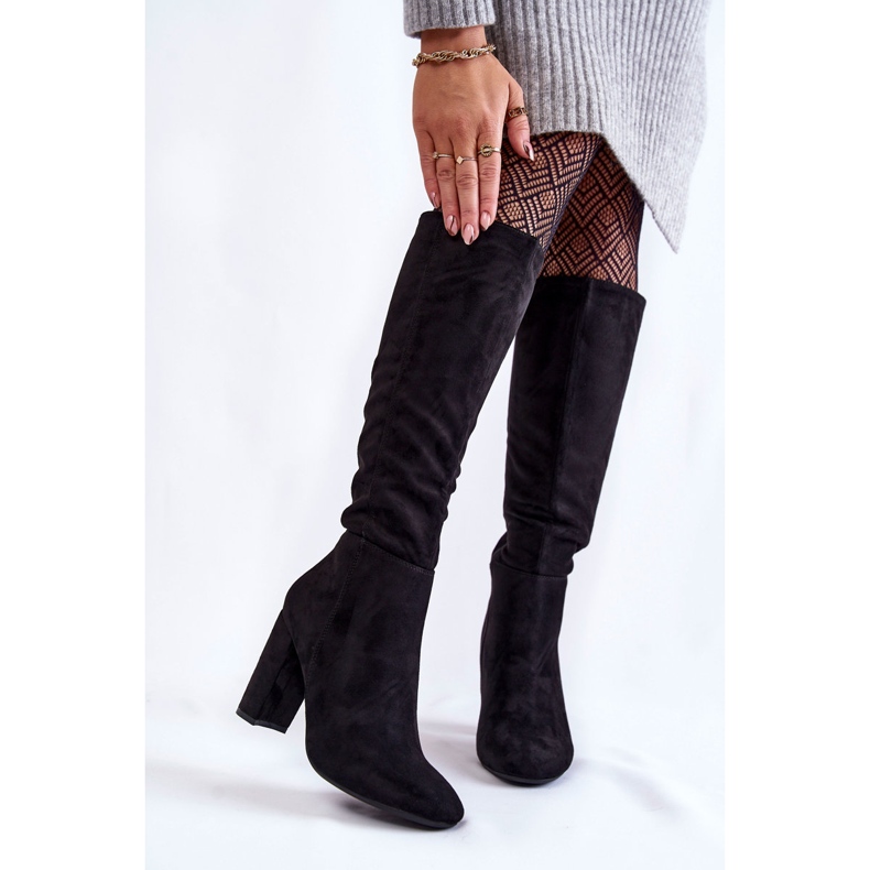 PA1 Bottes Chaudes En Daim Sur Un Talon Noir Obsessive le noir 1