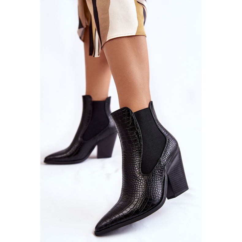 PA1 Bottes de cowboy noires pour femmes en peau de serpent Warren 2
