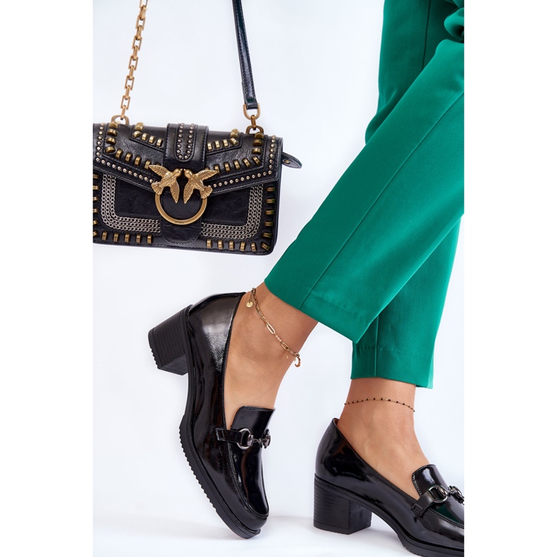 Vinceza Escarpins En Cuir Sur Un Pilier Avec Ornement Semila Noir 2