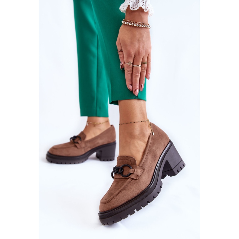 Vinceza Escarpins femme en daim beige foncé Sanya brun 2