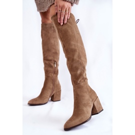 Vinceza Bottes Femme À Talon Daim Beige Corrig 2