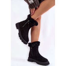 Vinceza Bottes en daim Rezan noires avec fourrure sur une fermeture éclair le noir 4