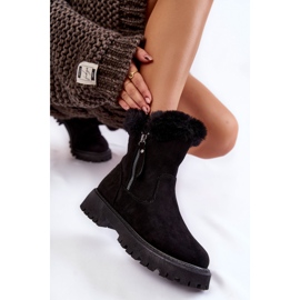 Vinceza Bottes en daim Rezan noires avec fourrure sur une fermeture éclair le noir 5