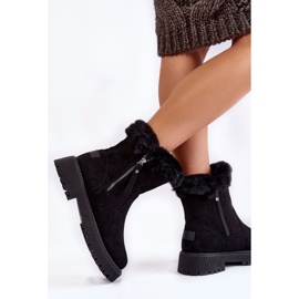 Vinceza Bottes en daim Rezan noires avec fourrure sur une fermeture éclair le noir 3
