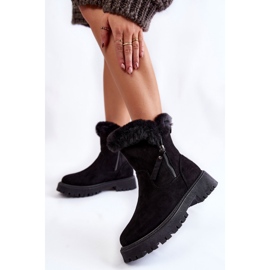 Vinceza Bottes en daim Rezan noires avec fourrure sur une fermeture éclair le noir 2