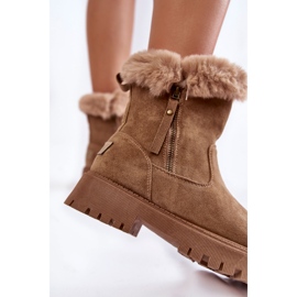 Vinceza Bottes Rezan en daim beige avec fourrure et fermeture éclair 4