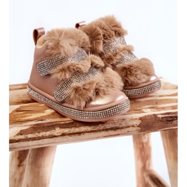 Bottes De Neige Chaudes En Cuir Pour Enfant Doré Leela 1