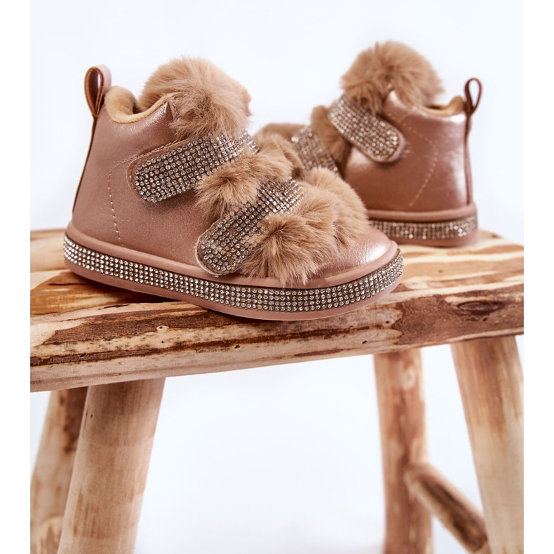 Bottes De Neige Chaudes En Cuir Pour Enfant Doré Leela 2