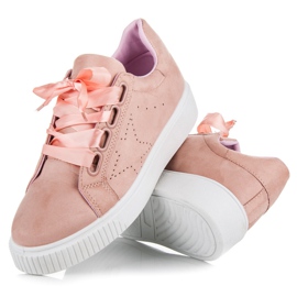 Wilady Baskets En Daim Avec Un Ruban rose 3
